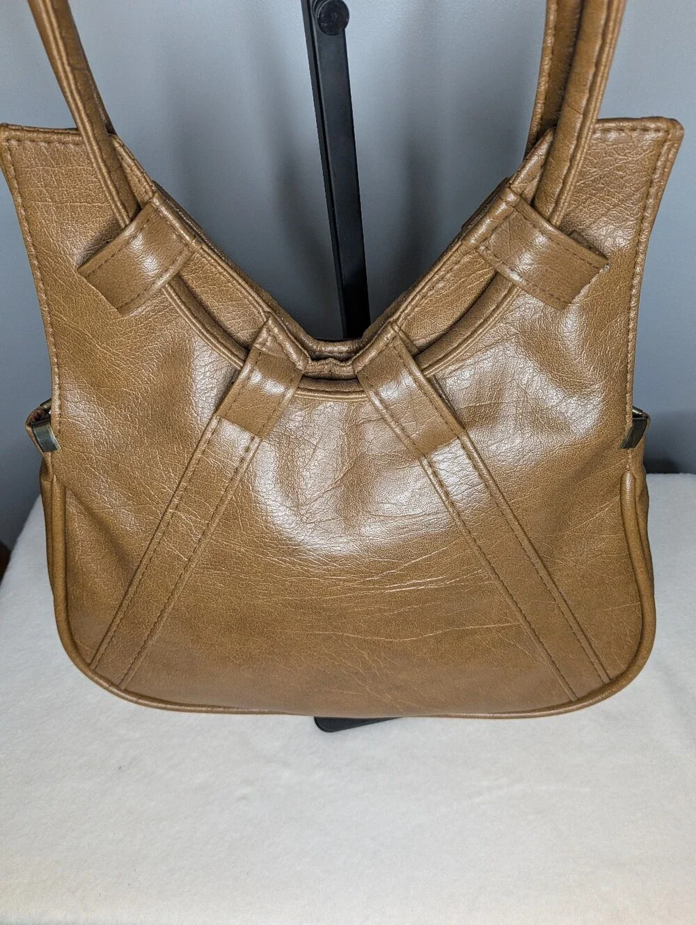 Vintage Fay Swafford Tan Sculpted Hobo Shoulder Bag